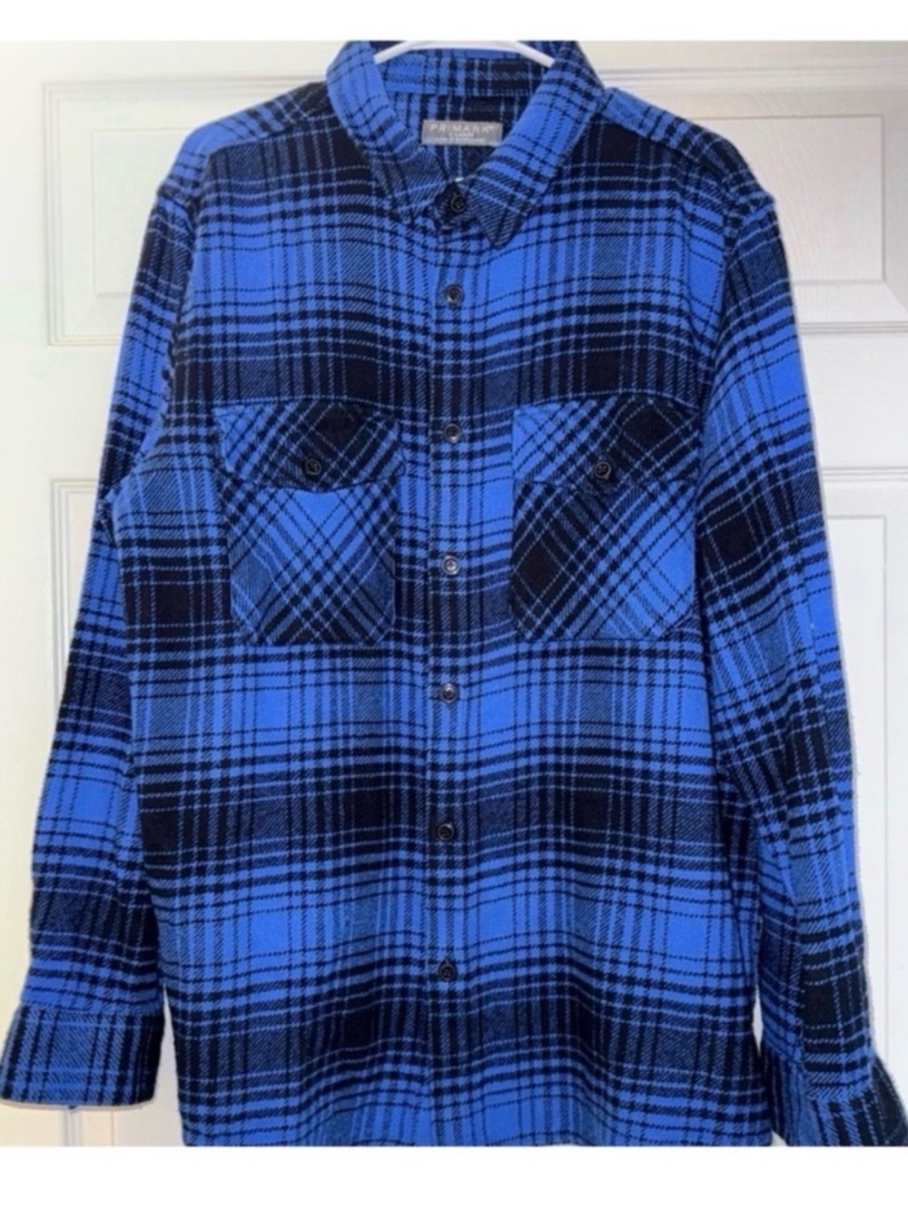Primark Blue and Black Plaid Button-Down Shirt